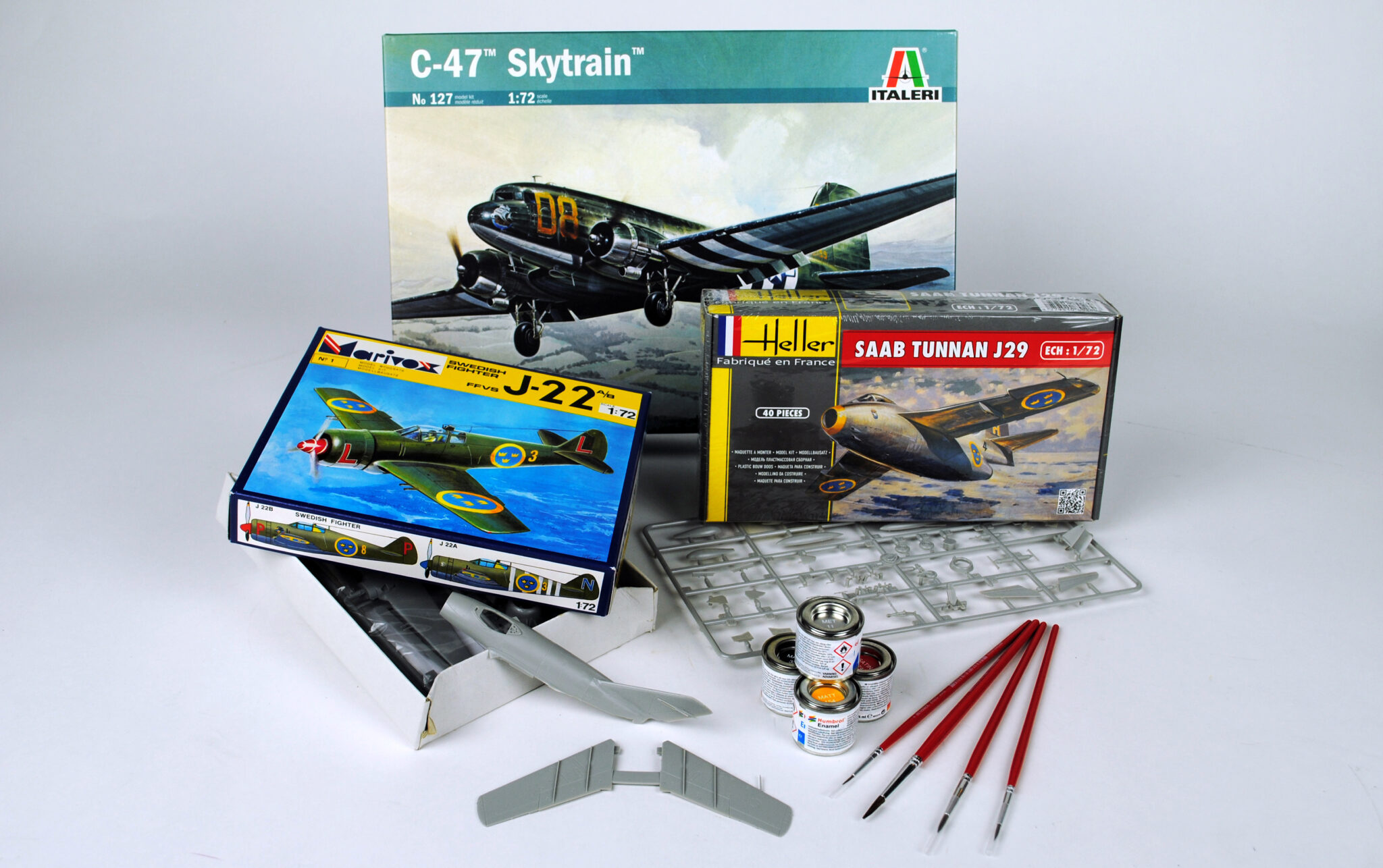 Olika byggmodeller f&ouml;r flygplan som du kan hitta i museibutiken