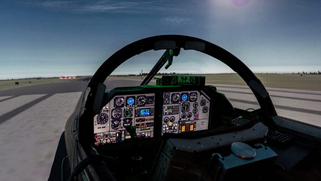 Landningsbana sedd från Saab 105 / SK 60-simulator